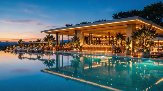 The Rooftop Pool at Blue Hour