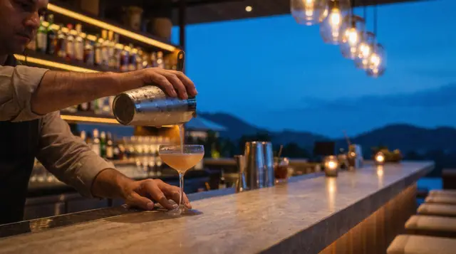 A cocktail poured at the Sierra bar