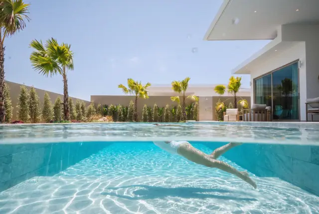 Swimming, above and below the water