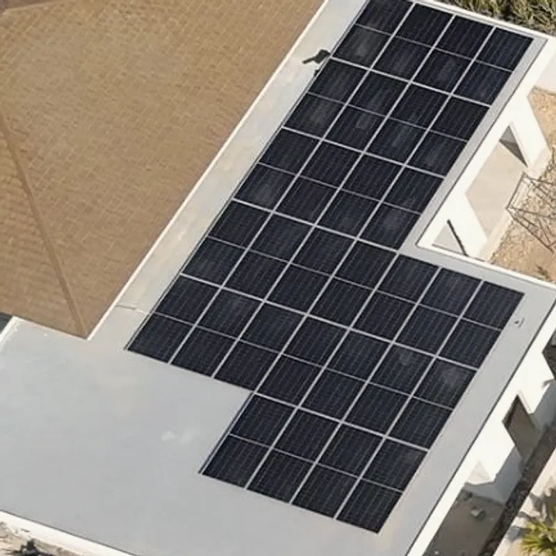 Solar panels on a finished villa roof